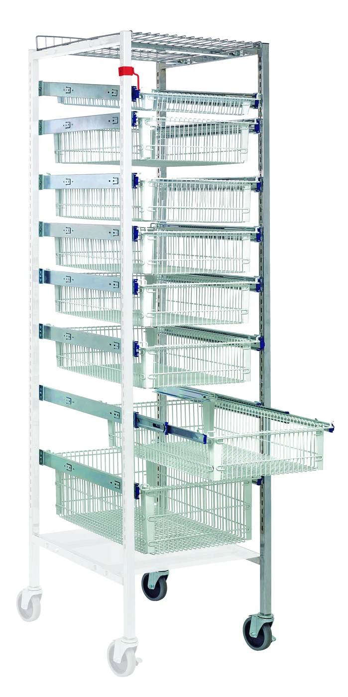 Quantum PS-A2475-8WB Partition Store Pull Out Basket Cart Add-On Unit with Wire Baskets, 800 lb capacity, Chrome