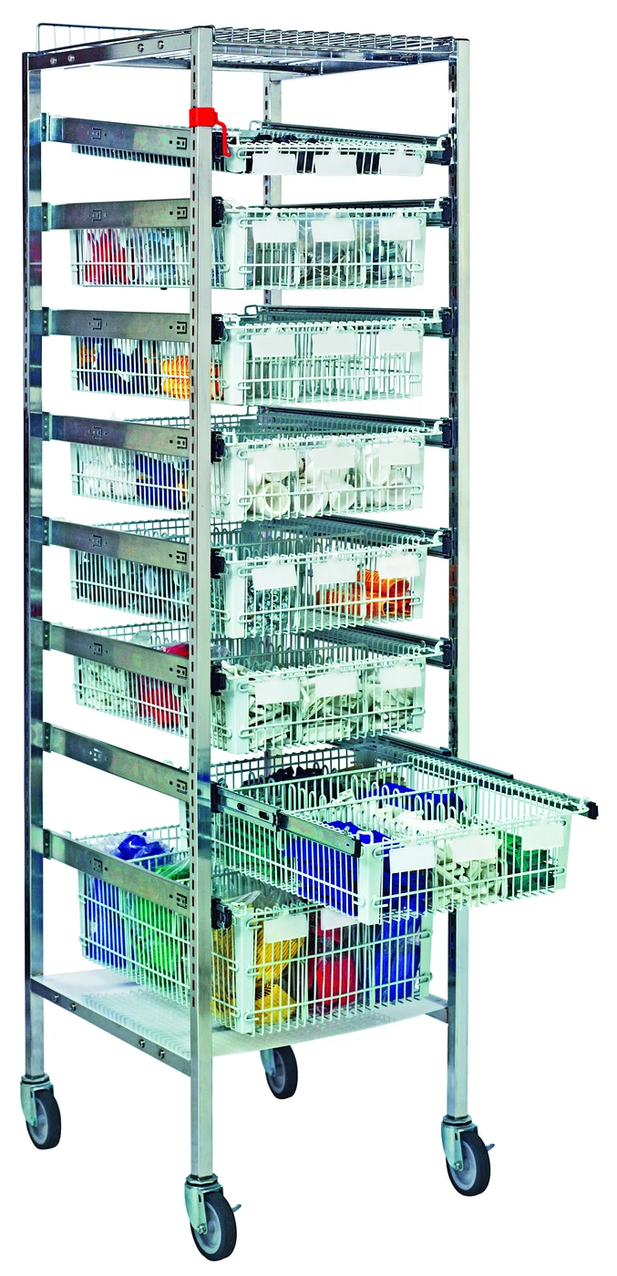 Quantum PS-S2475 Partition Store Starter Unit, 19-1/2"L x 24"D x 75"H, Chrome — in use