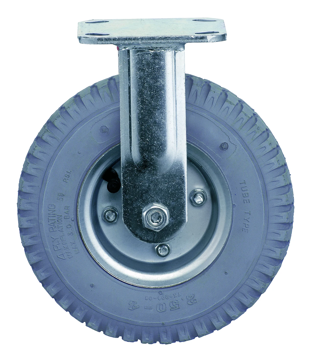 Quantum PT-NR Rigid Pneumatic Caster, 325 lb capacity, Chrome