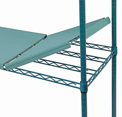 Quantum WR63-1430WPMS Stationary Wire Plastic Mat Solid Shelving Unit, 30"W x 14"D x 63"H, 600-800 lb capacity