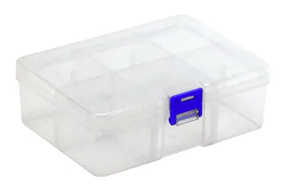 Quantum QB300 Compartment Storage Box, 6-3/4"L x 4-3/4"W x 2-1/4"H, Clear, Pack of 12