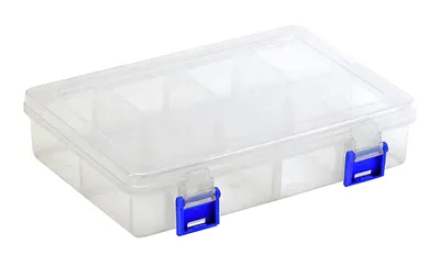 Quantum QB400 Compartment Storage Box, 7-3/4"L x 5-1/2"W x 1-3/4"H, Clear, Pack of 12