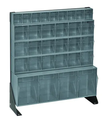Quantum QFS-124-31GY Single-Sided Tip Out Bin Floor Stand Unit, 10"D x 23-5/8"W x 28"H, 300 lb capacity, Black