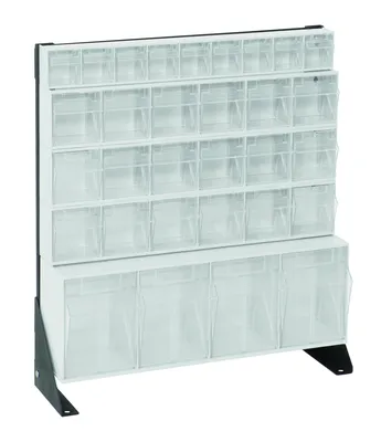 Quantum QFS-124-31WT Single-Sided Tip Out Bin Floor Stand Unit, 10"D x 23-5/8"W x 28"H, 300 lb capacity, Black