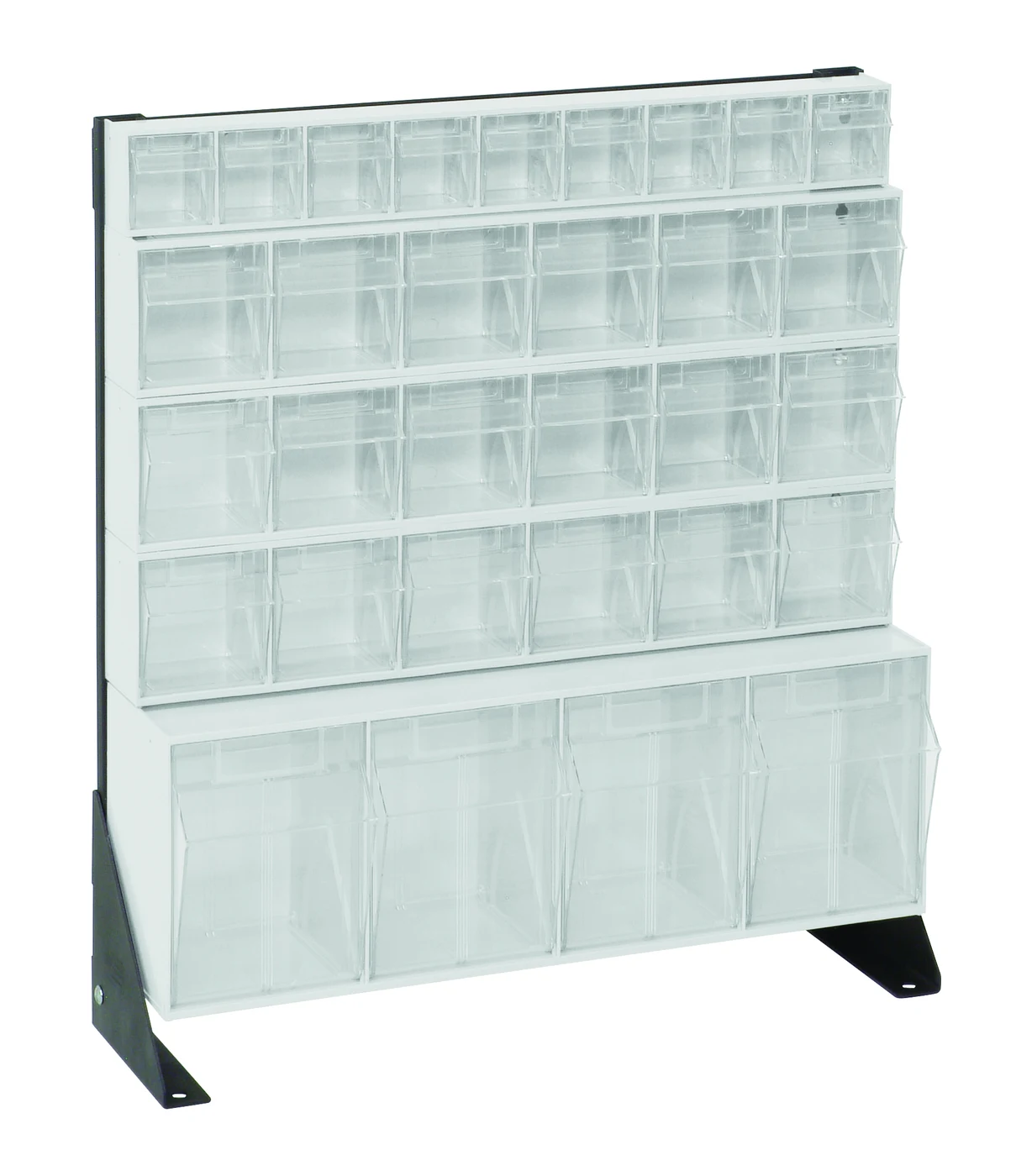 Quantum QFS-124-31WT Single-Sided Tip Out Bin Floor Stand Unit, 10"D x 23-5/8"W x 28"H, 300 lb capacity, Black
