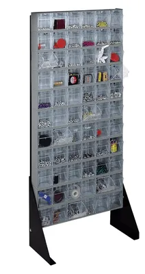 Quantum QFS148-306GY Single-Sided Tip Out Bin Floor Stand, 10"D x 23-5/8"W x 52"H, 300 lb capacity, Black