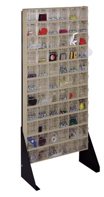 Quantum QFS148-306IV Single-Sided Tip Out Bin Floor Stand, 10"D x 23-5/8"W x 52"H, 300 lb capacity, Black