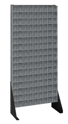Quantum QFS148-309GY Single-Sided Tip Out Bin Floor Stand, 10"D x 23-5/8"W x 52"H, 300 lb capacity, Black