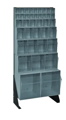 Quantum QFS-148-38GY Single-Sided Tip Out Bin Floor Stand, 10"D x 23-5/8"W x 52"H, 300 lb capacity, Black