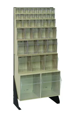 Quantum QFS-148-38IV Single-Sided Tip Out Bin Floor Stand, 10"D x 23-5/8"W x 52"H, 300 lb capacity, Black