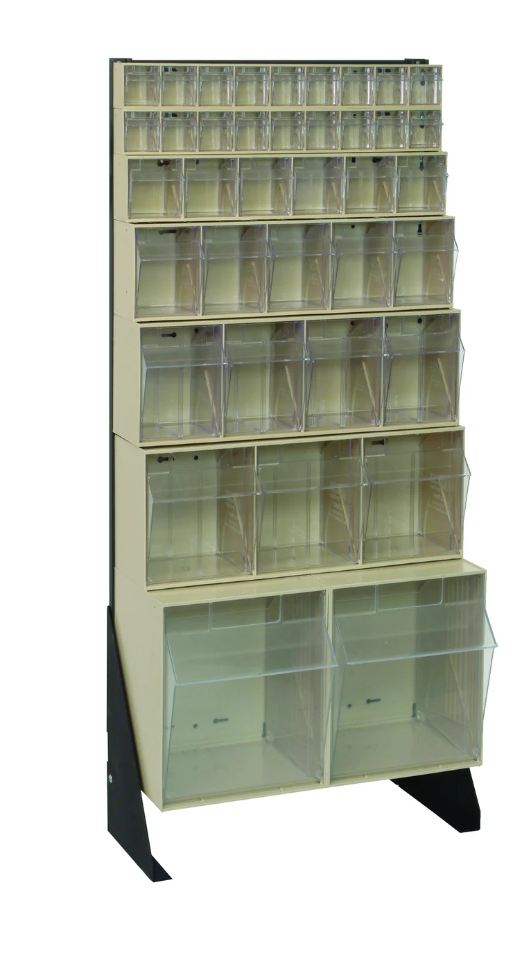 Quantum QFS-148-38IV Single-Sided Tip Out Bin Floor Stand, 10"D x 23-5/8"W x 52"H, 300 lb capacity, Black