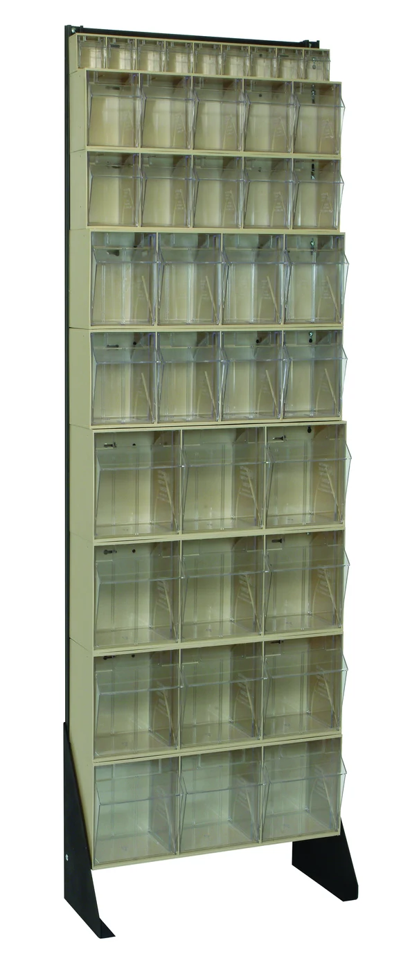 Quantum QFS-170-36IV Single-Sided Tip Out Bin Floor Stand, 10"D x 23-5/8"W x 75"H, 300 lb capacity, Black