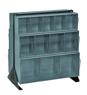 Quantum QFS-224-62GY Double-Sided Tip Out Bin Floor Stand, 20-1/4"D x 23-5/8"W x 28"H, 600 lb capacity, Black