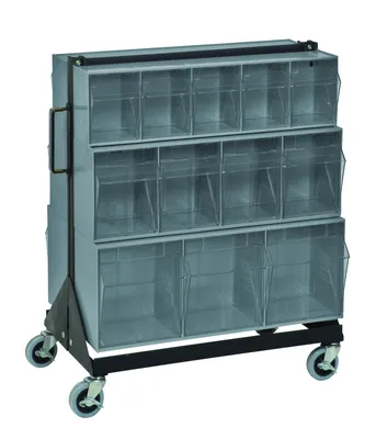 Quantum QFS224-24+QFS400GY Double-Sided Tip Out Bin Floor Stand, 20-1/4"D x 23-5/8"W x 31"H, 500 lb capacity, Black