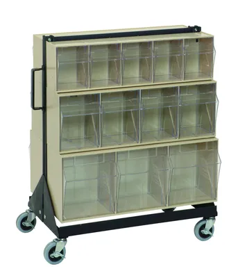 Quantum QFS224-24+QFS400IV Double-Sided Tip Out Bin Floor Stand, 20-1/4"D x 23-5/8"W x 31"H, 500 lb capacity, Black