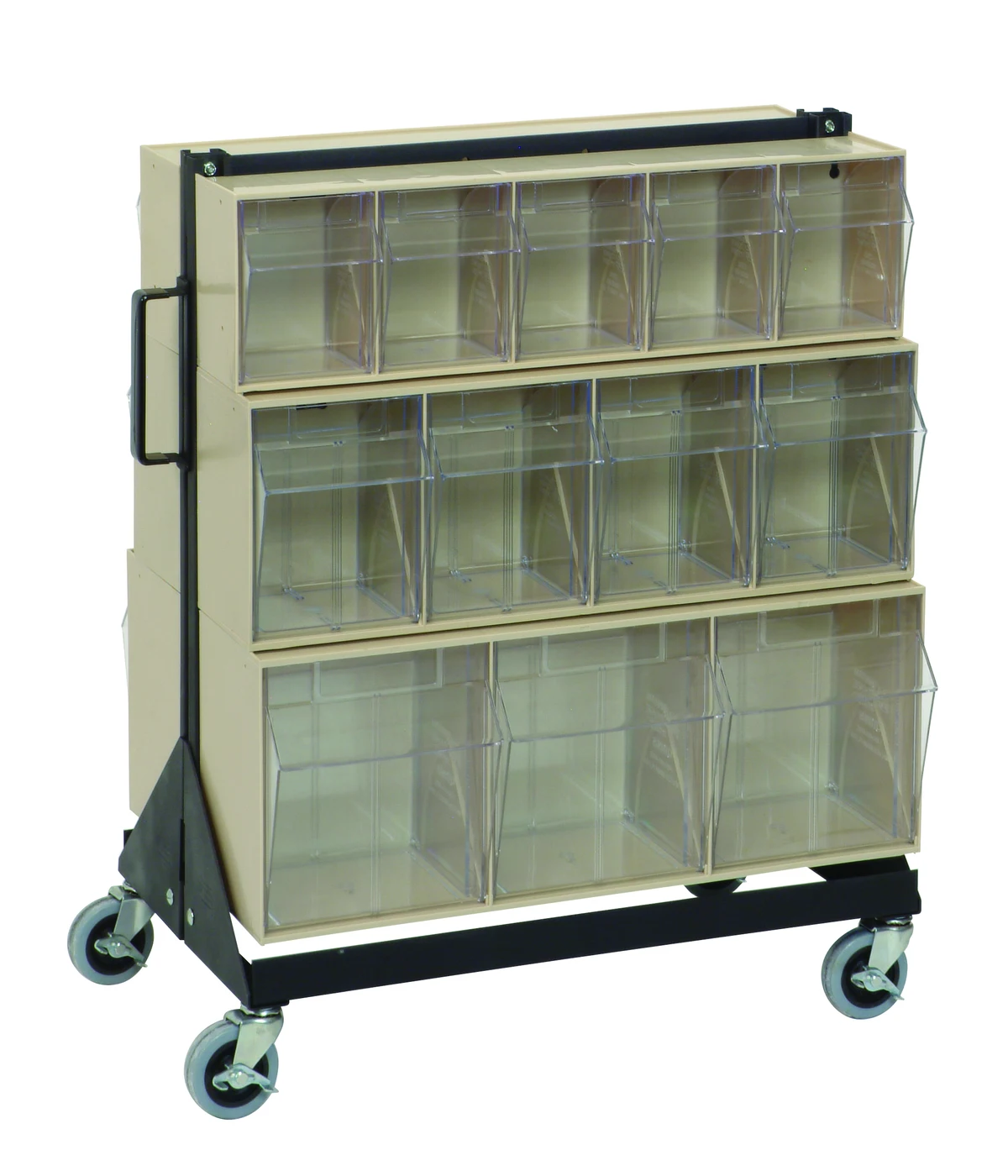 Quantum QFS224-24+QFS400IV Double-Sided Tip Out Bin Floor Stand, 20-1/4"D x 23-5/8"W x 31"H, 500 lb capacity, Black