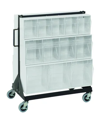 Quantum QFS224-24+QFS400WT Double-Sided Tip Out Bin Floor Stand, 20-1/4"D x 23-5/8"W x 31"H, 500 lb capacity, Black