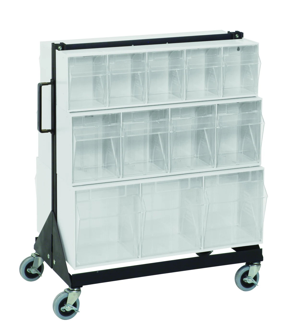 Quantum QFS224-24+QFS400WT Double-Sided Tip Out Bin Floor Stand, 20-1/4"D x 23-5/8"W x 31"H, 500 lb capacity, Black