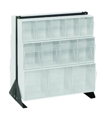 Quantum QFS224-24WT Double-Sided Tip Out Bin Floor Stand, 20-1/4"D x 23-5/8"W x 28"H, 600 lb capacity, Black