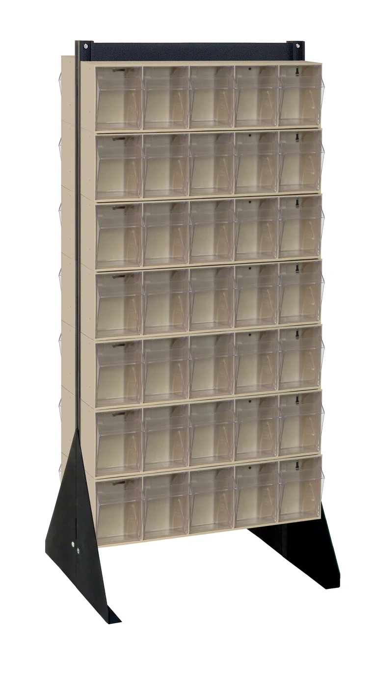 Quantum QFS248-305IV Double-Sided Tip Out Bin Floor Stand, 20-1/4"D x 23-5/8"W x 52"H, 600 lb capacity, Black