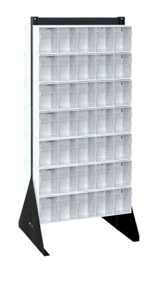 Quantum QFS248-305WT Double-Sided Tip Out Bin Floor Stand, 20-1/4"D x 23-5/8"W x 52"H, 600 lb capacity, Black