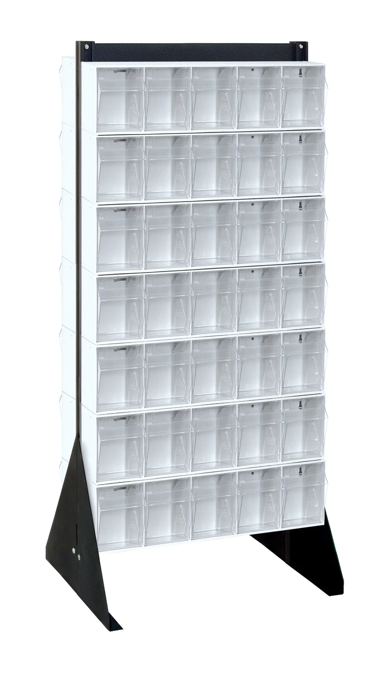 Quantum QFS248-305WT Double-Sided Tip Out Bin Floor Stand, 20-1/4"D x 23-5/8"W x 52"H, 600 lb capacity, Black