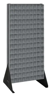 Quantum QFS248-309GY Double-Sided Tip Out Bin Floor Stand, 20-1/4"D x 23-5/8"W x 52"H, 600 lb capacity, Black
