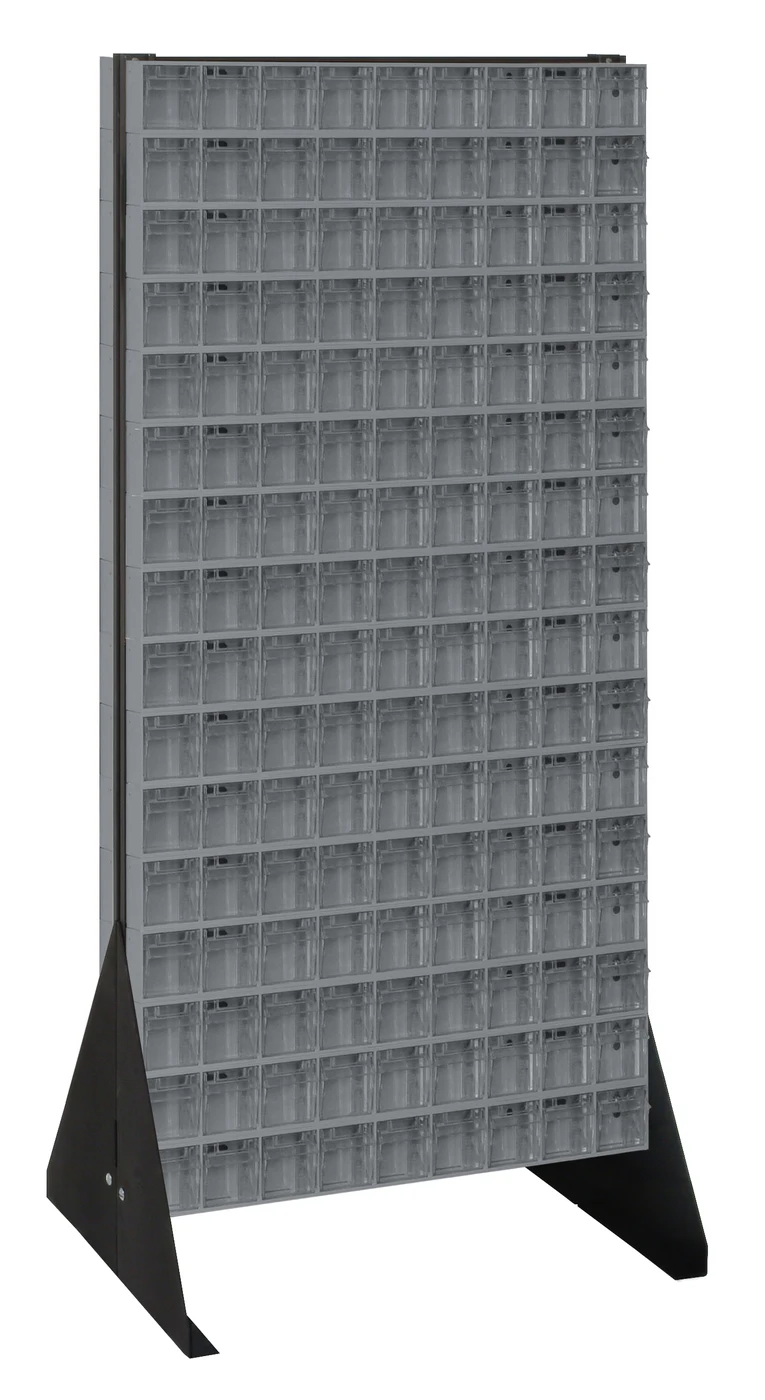 Quantum QFS248-309GY Double-Sided Tip Out Bin Floor Stand, 20-1/4"D x 23-5/8"W x 52"H, 600 lb capacity, Black