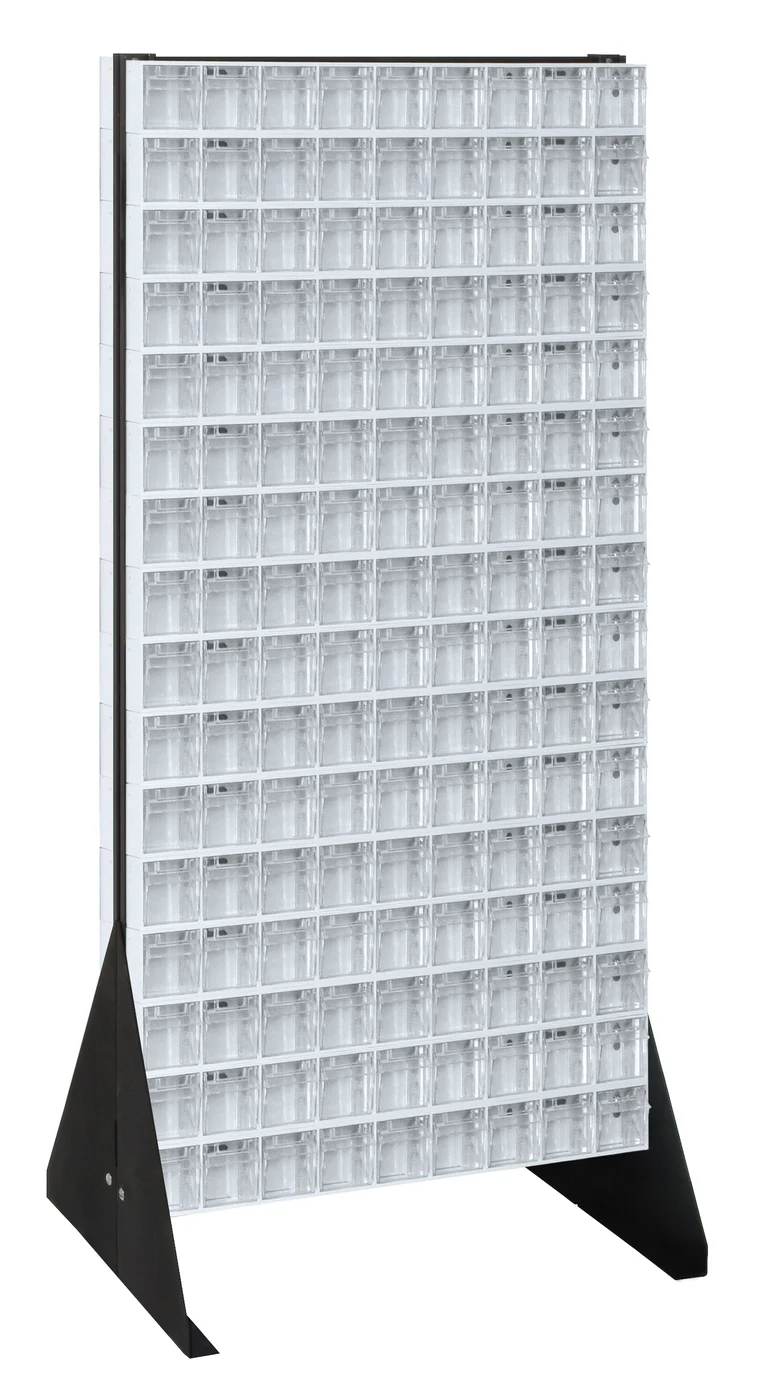 Quantum QFS248-309WT Double-Sided Tip Out Bin Floor Stand, 20-1/4"D x 23-5/8"W x 52"H, 600 lb capacity, Black