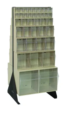 Quantum QFS-248-76IV Double-Sided Tip Out Bin Floor Stand, 20-1/4"D x 23-5/8"W x 52"H, 600 lb capacity, Black