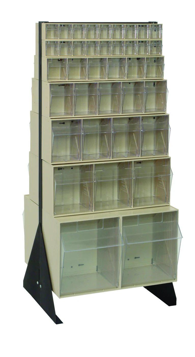 Quantum QFS-248-76IV Double-Sided Tip Out Bin Floor Stand, 20-1/4"D x 23-5/8"W x 52"H, 600 lb capacity, Black