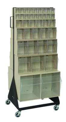 Quantum QFS248-305+QFS400IV Mobile Tip Out Bin Floor Stand, 20-1/4"D x 23-5/8"W x 52"H, 500 lb capacity, Black