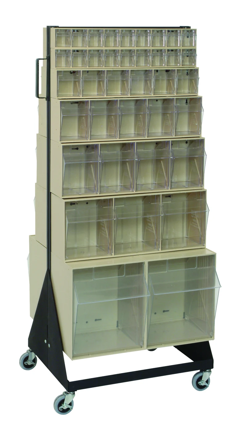 Quantum QFS248-305+QFS400IV Mobile Tip Out Bin Floor Stand, 20-1/4"D x 23-5/8"W x 52"H, 500 lb capacity, Black