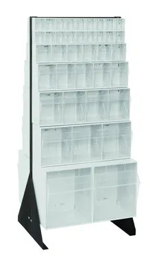 Quantum QFS-248-76WT Double-Sided Tip Out Bin Floor Stand, 20-1/4"D x 23-5/8"W x 52"H, 600 lb capacity, Black