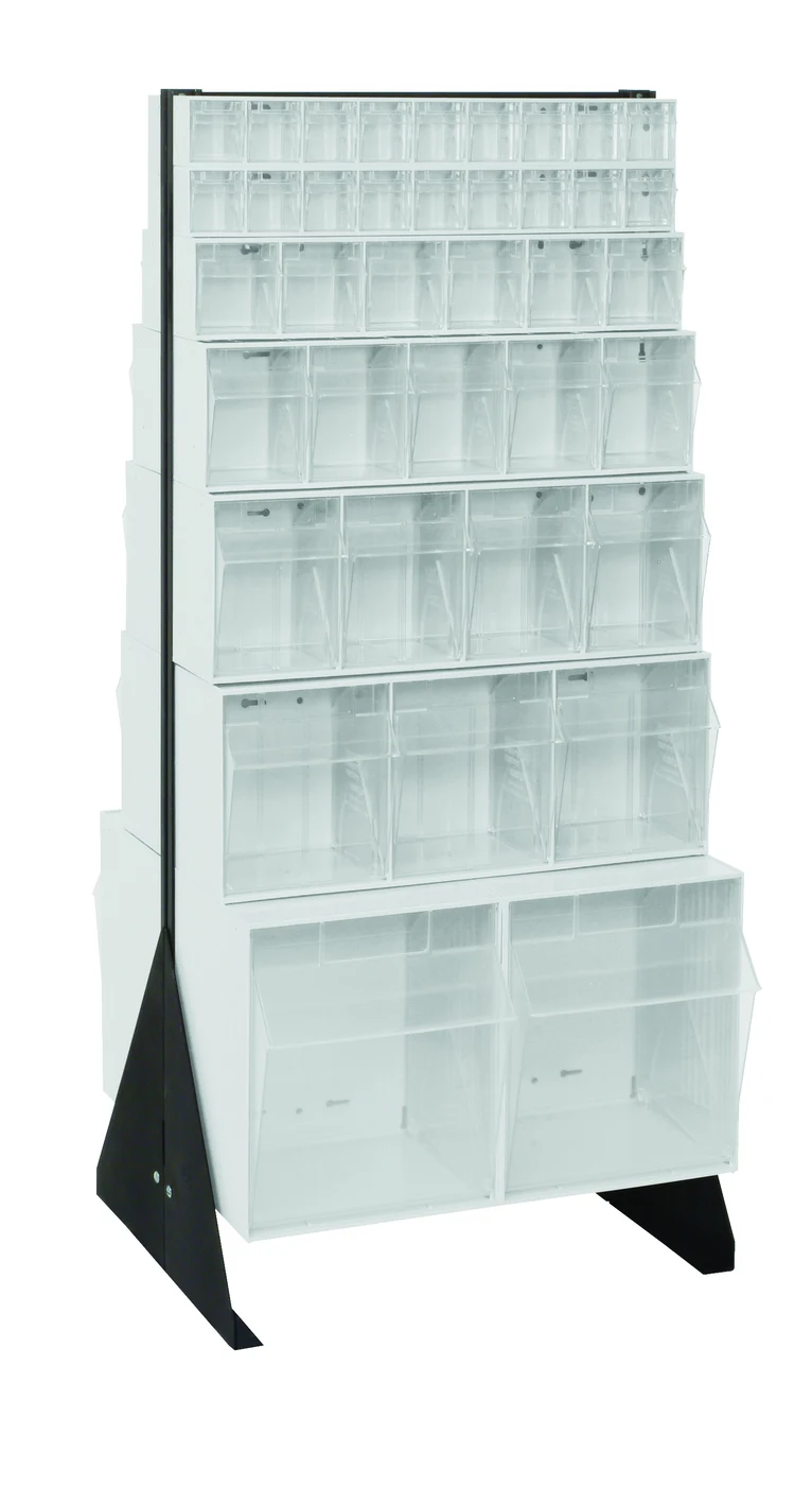 Quantum QFS-248-76WT Double-Sided Tip Out Bin Floor Stand, 20-1/4"D x 23-5/8"W x 52"H, 600 lb capacity, Black