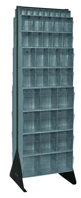 Quantum QFS-270-72GY Double-Sided Tip Out Bin Floor Stand, 20-1/4"D x 23-5/8"W x 75"H, 600 lb capacity, Black
