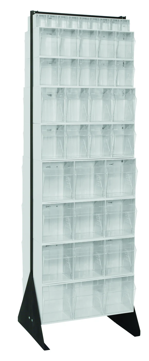 Quantum QFS-270-72WT Double-Sided Tip Out Bin Floor Stand, 20-1/4"D x 23-5/8"W x 75"H, 600 lb capacity, Black