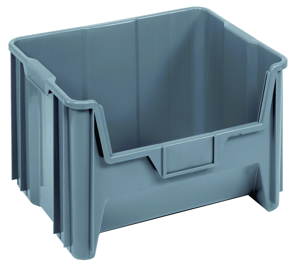 Quantum QGH700GYCS Stacking Container, 150 lb capacity, Gray, Case of 3