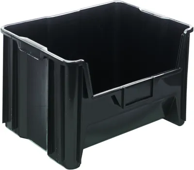 Quantum QGH700BRCS Stacking Container, 150 lb capacity, Black, Case of 3