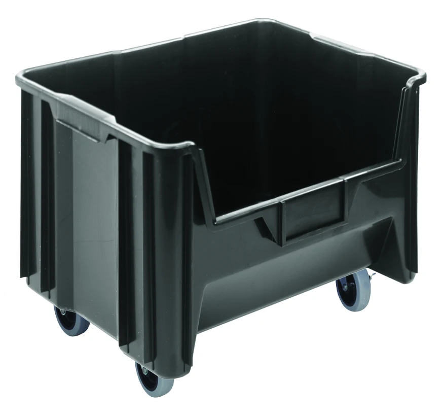 Quantum QGH705MOBBKCS Stacking Mobile Container, 250 lb capacity, Black, Case of 3