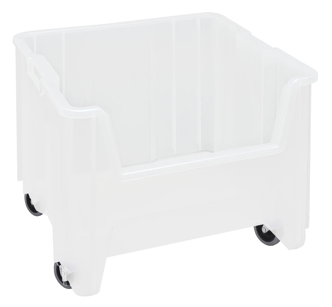 Quantum QGH805MOBCLCS Stacking Mobile Container, 250 lb capacity, Clear, Case of 2