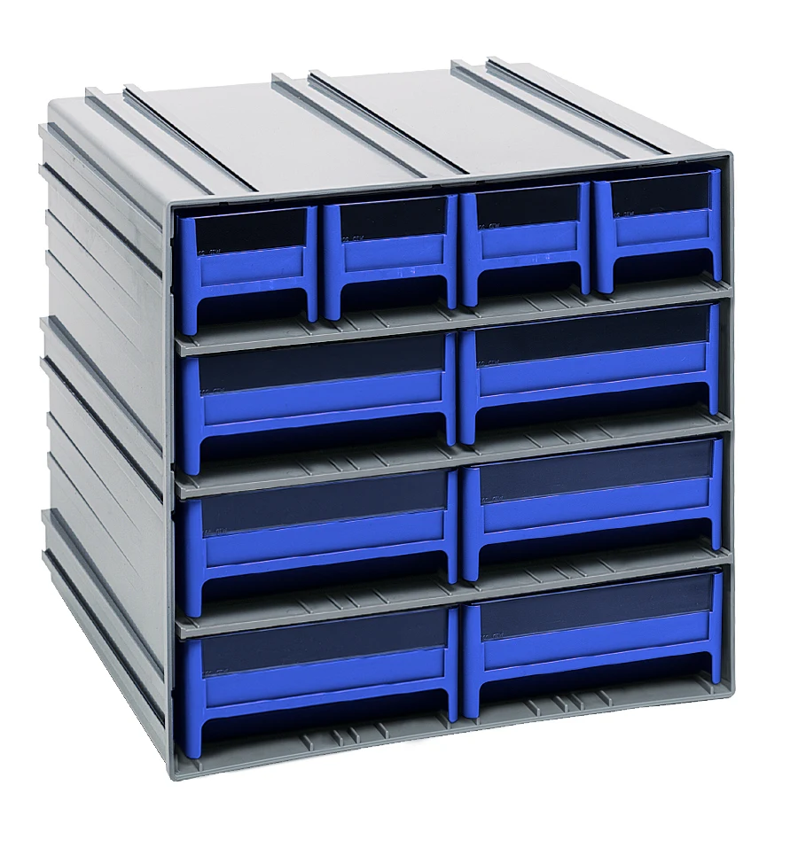 Quantum QIC-4163BL Interlocking Storage Cabinets, 11-3/8"D x 11-3/4"W x 11"H, Gray
