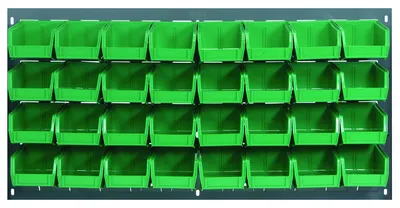 Quantum QLP-3619-210-32GN Wall Mounted Louvered Panel, 36"L x 6"D x 19"H, 200 lb capacity, Gray