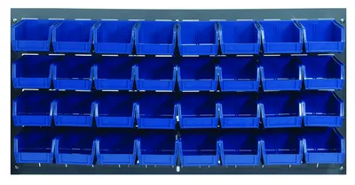 Quantum QLP-3619-220-32BL Wall Mounted Louvered Panel, 36"L x 8"D x 19"H, 200 lb capacity, Gray