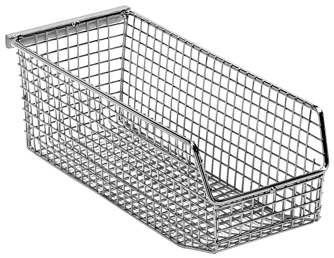 Quantum QMB524C Mesh Stack and Hang Bin, 11"D x 4-3/4"W x 4"H, Chrome