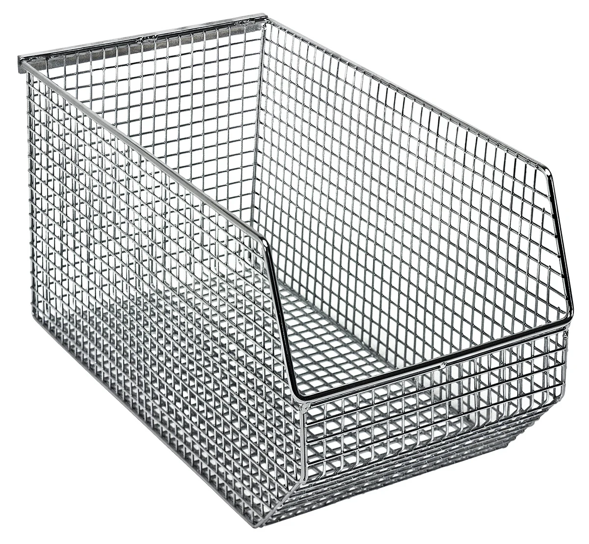 Quantum QMB540CCS Mesh Stack and Hang Bin, 14-1/2"D x 8"W x 7"H, Chrome, Case of 10