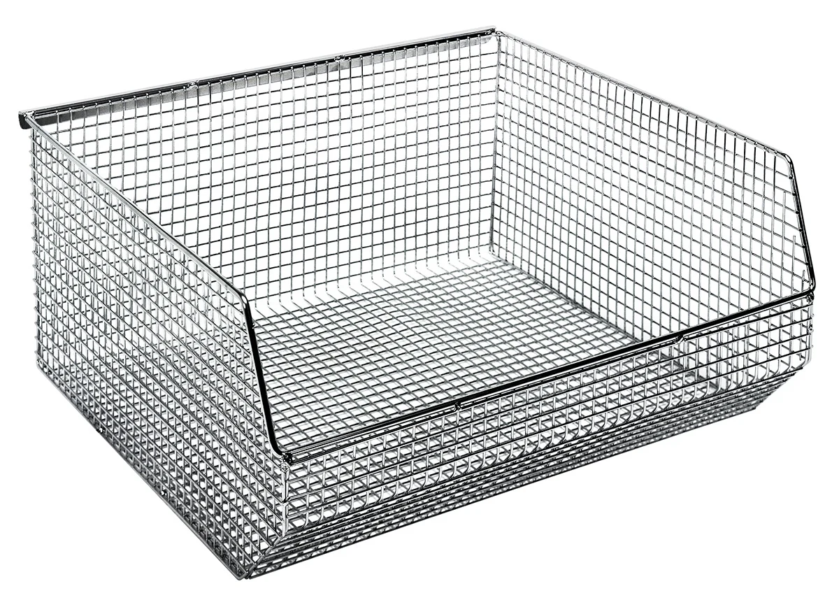Quantum QMB550C Mesh Stack and Hang Bin, 14-1/2"D x 16-1/4"W x 7"H, Chrome