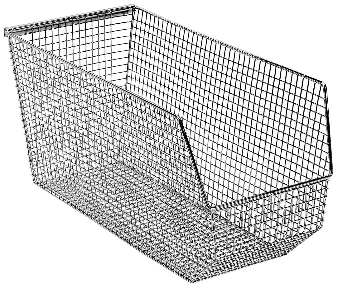 Quantum QMB565CCS Mesh Stack and Hang Bin, 17-3/4"D x 8-1/8"W x 9"H, Chrome, Case of 5