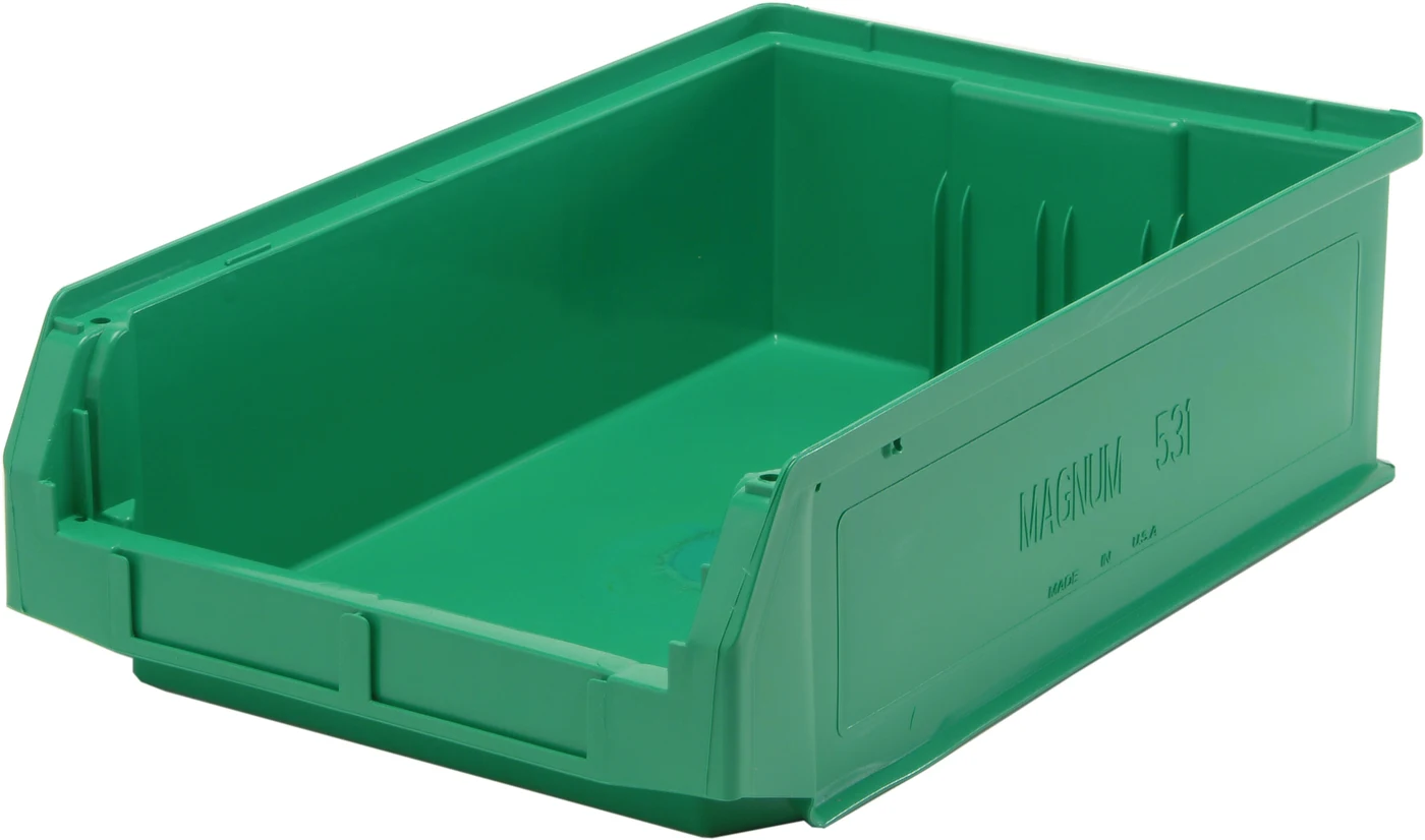 Quantum QMS531GNCS Magnum Bin, 19-3/4"L x 12-3/8"W x 5-7/8"H, 150 lb capacity, Green, Case of 6