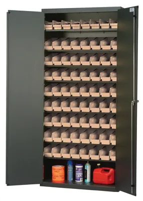 Quantum QPR-101IV Heavy-Duty 36" Bin Cabinet, 36"W x 18"D x 78"H, 400 lb capacity, Gray
